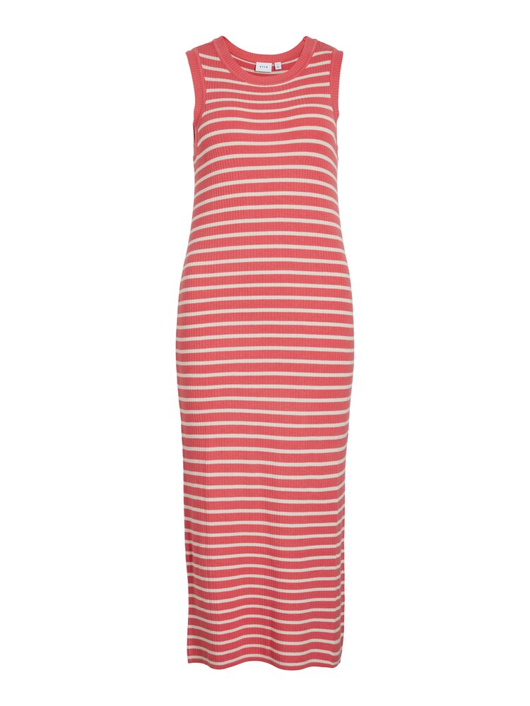 Vila Clothes Vizicha midi knit stripe dress - white/peach