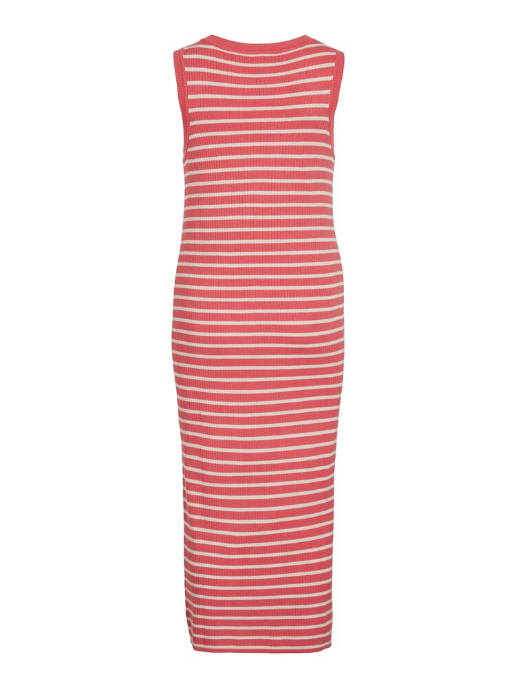 Vila Clothes Vizicha midi knit stripe dress - white/peach
