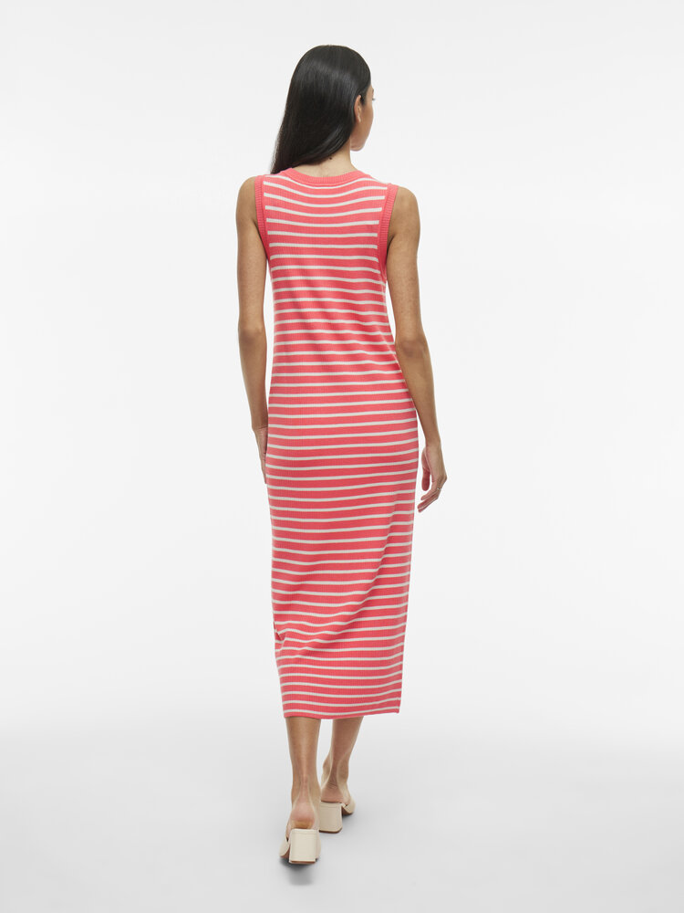 Vila Clothes Vizicha midi knit stripe dress - white/peach