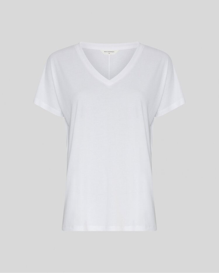 Moss Copenhagen fenya V-neck t-shirt - bright white