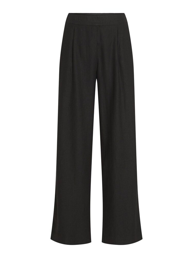 Vila Clothes vijolanda linnen blend pants - black