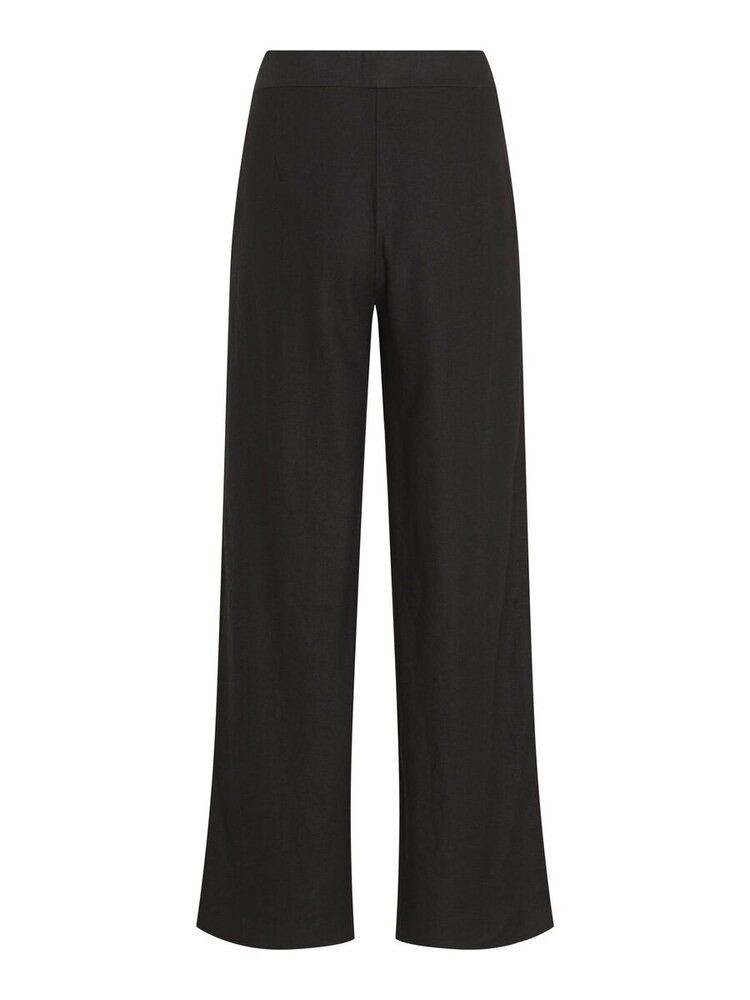 Vila Clothes vijolanda linnen blend pants - black