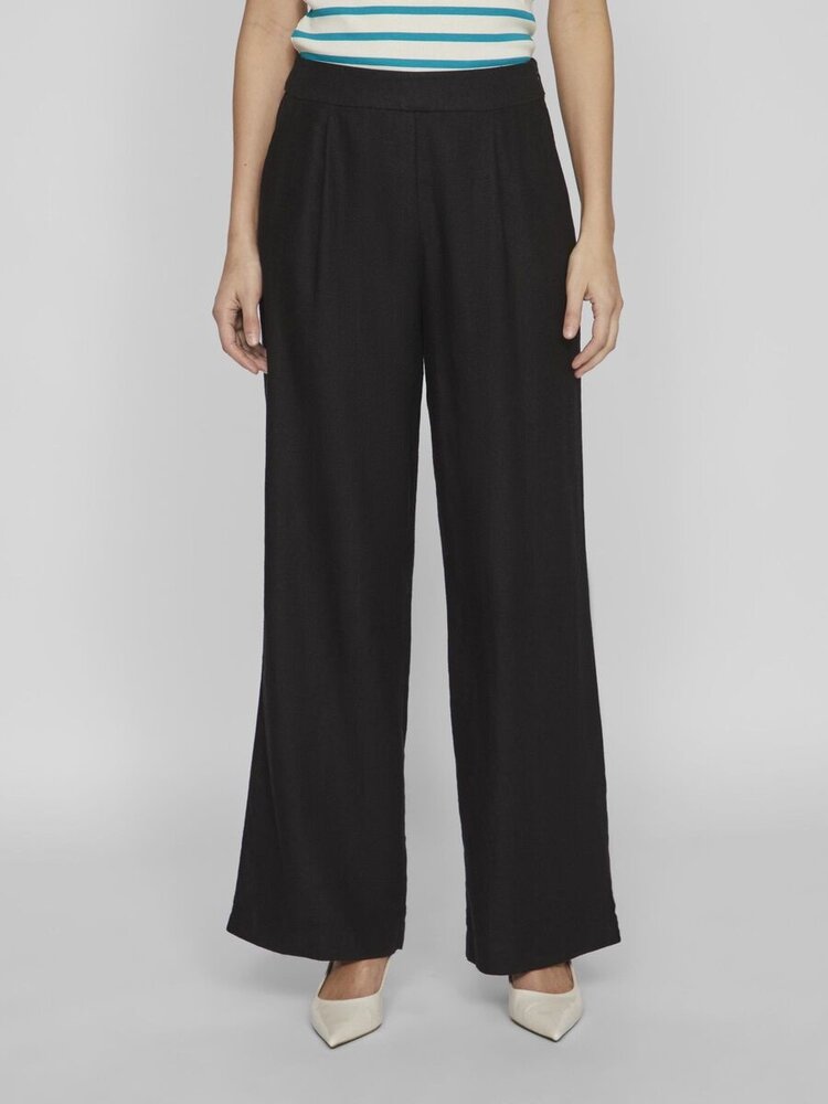 Vila Clothes vijolanda linnen blend pants - black