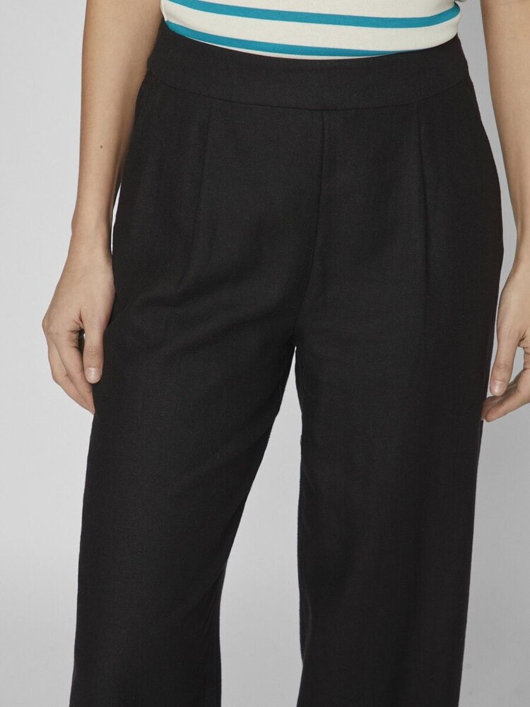 Vila Clothes vijolanda linnen blend pants - black