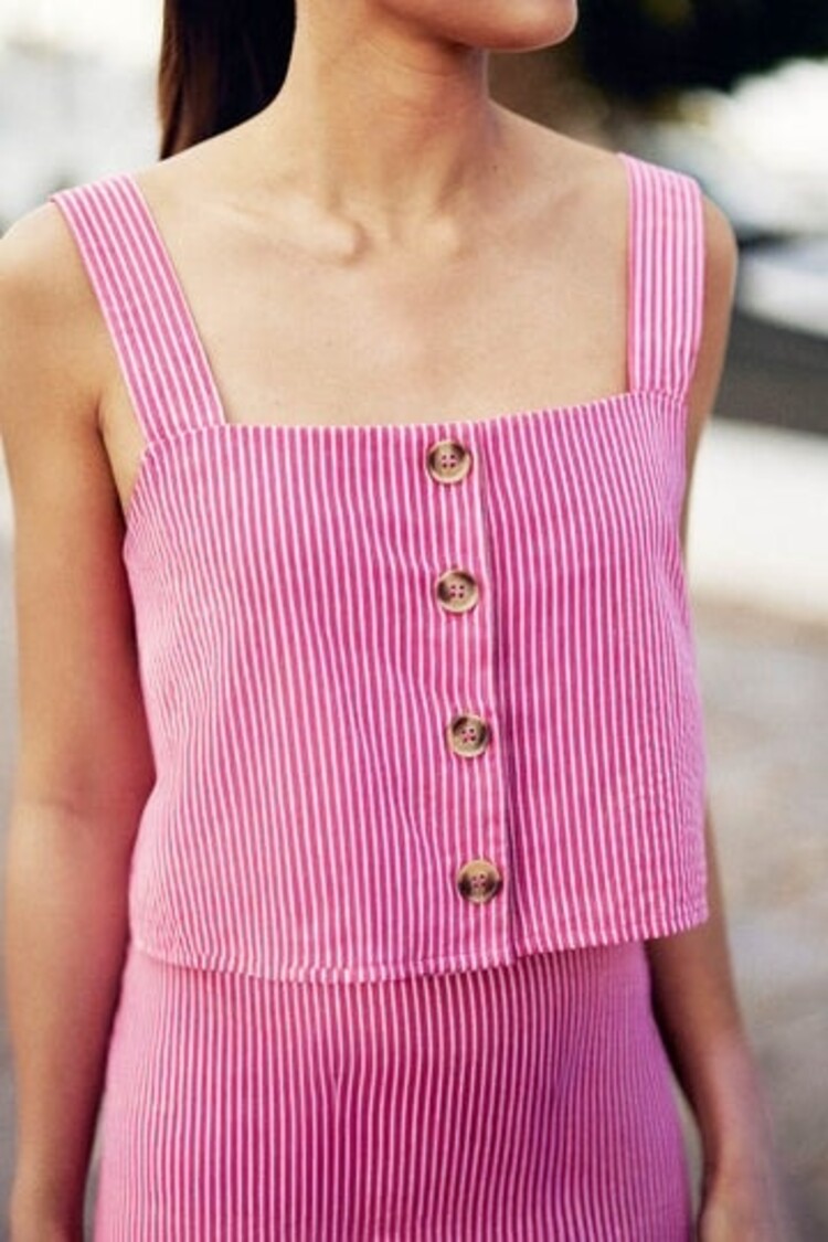 La petite étoile dina crop top rayé - rose/ecru