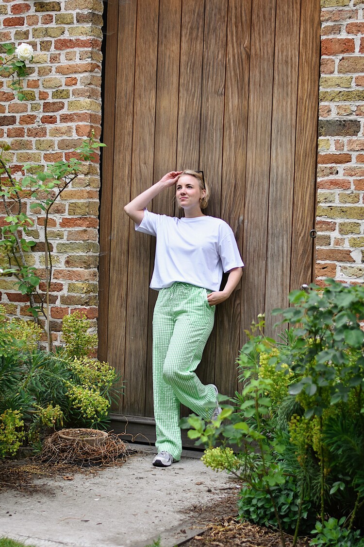 Vila Clothes vialvaro checked pants - green/white