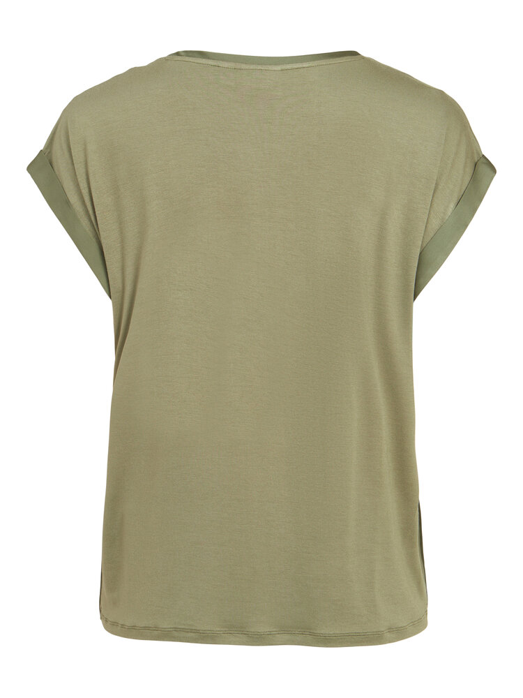 Vila Clothes viellette satin t-shirt - olive