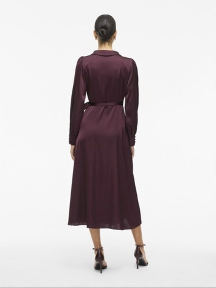 Vila Clothes vienna ankle wrap dress - aubergine