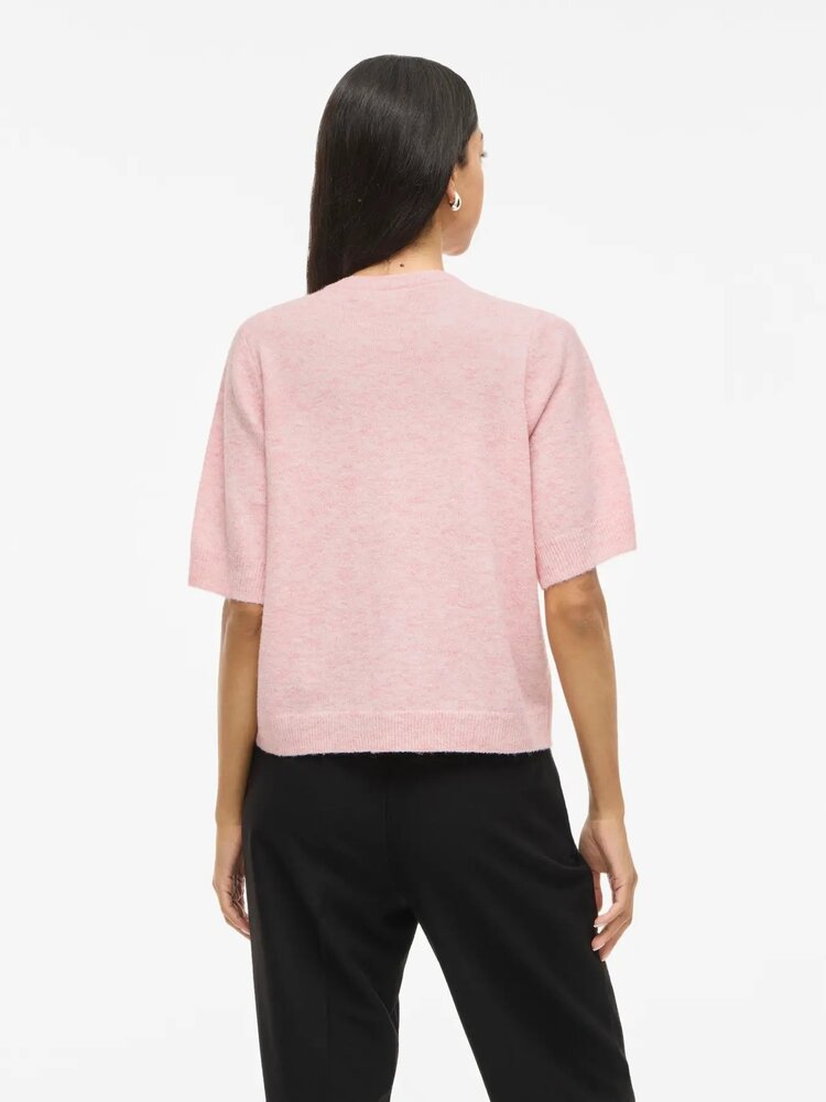 Vila Clothes visebora short sleeve pearl cardigan - light pink