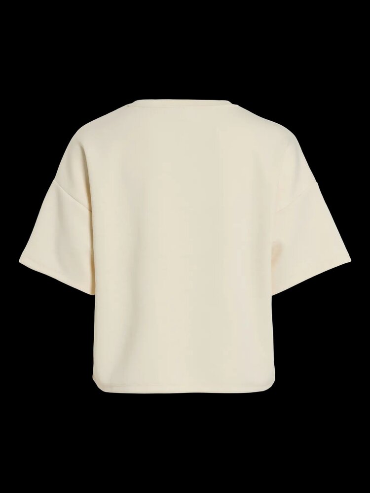 Vila Clothes visandy short sleeve string sweater - white