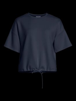 Vila Clothes visandy short sleeve string sweater - navy