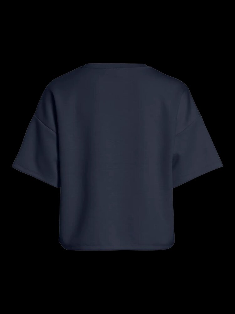 Vila Clothes visandy short sleeve string sweater - navy