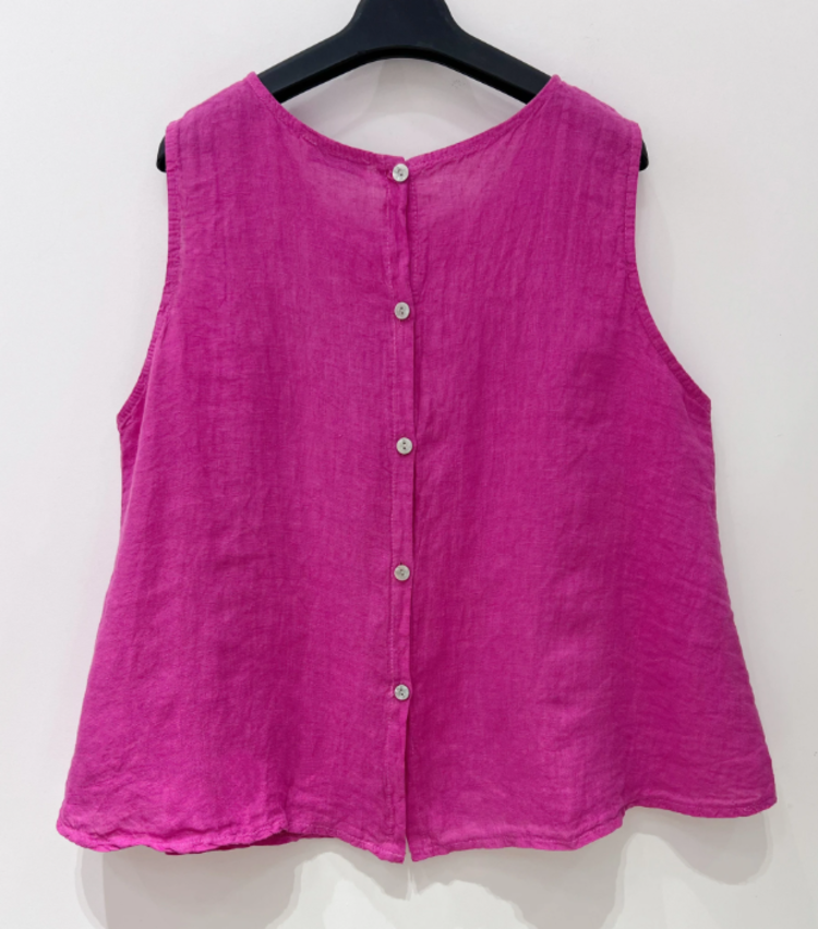 Sillie Linnen button back top - navy