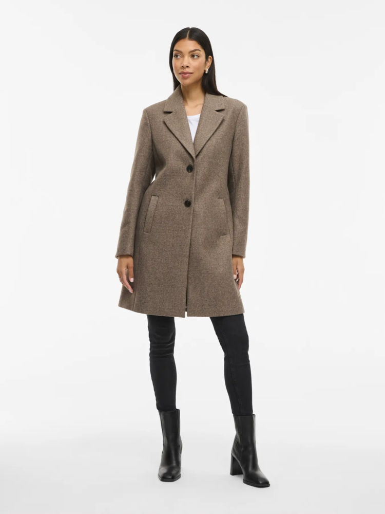 Vila Clothes viclaudia button coat - brown