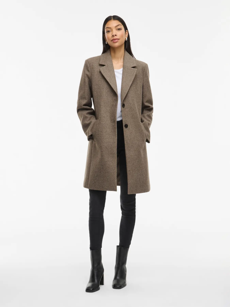 Vila Clothes viclaudia button coat - brown