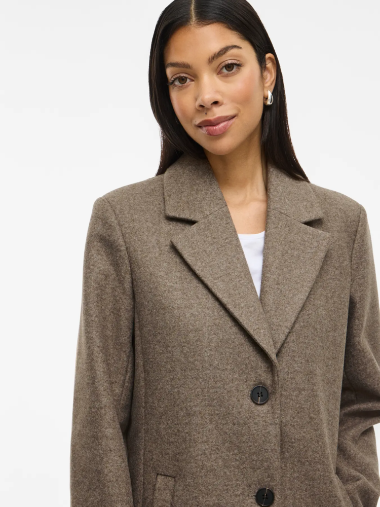 Vila Clothes viclaudia button coat - brown