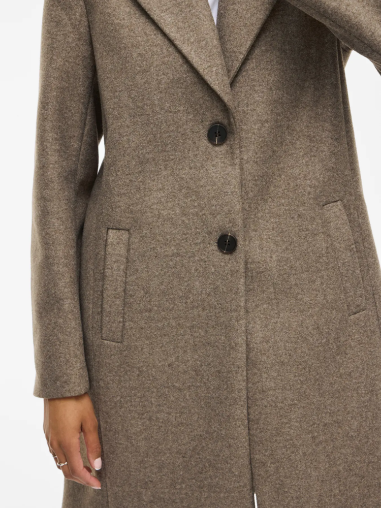 Vila Clothes viclaudia button coat - brown