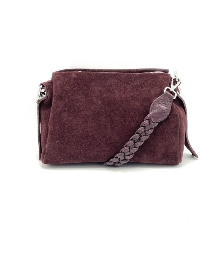 Sillie olivia suede shoulder bag - burgundy