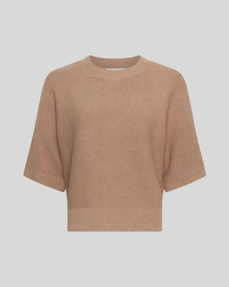 Moss Copenhagen Tamria 2/4 sleeve thin knit pullover - beige