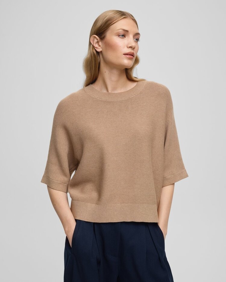 Moss Copenhagen Tamria 2/4 sleeve thin knit pullover - beige