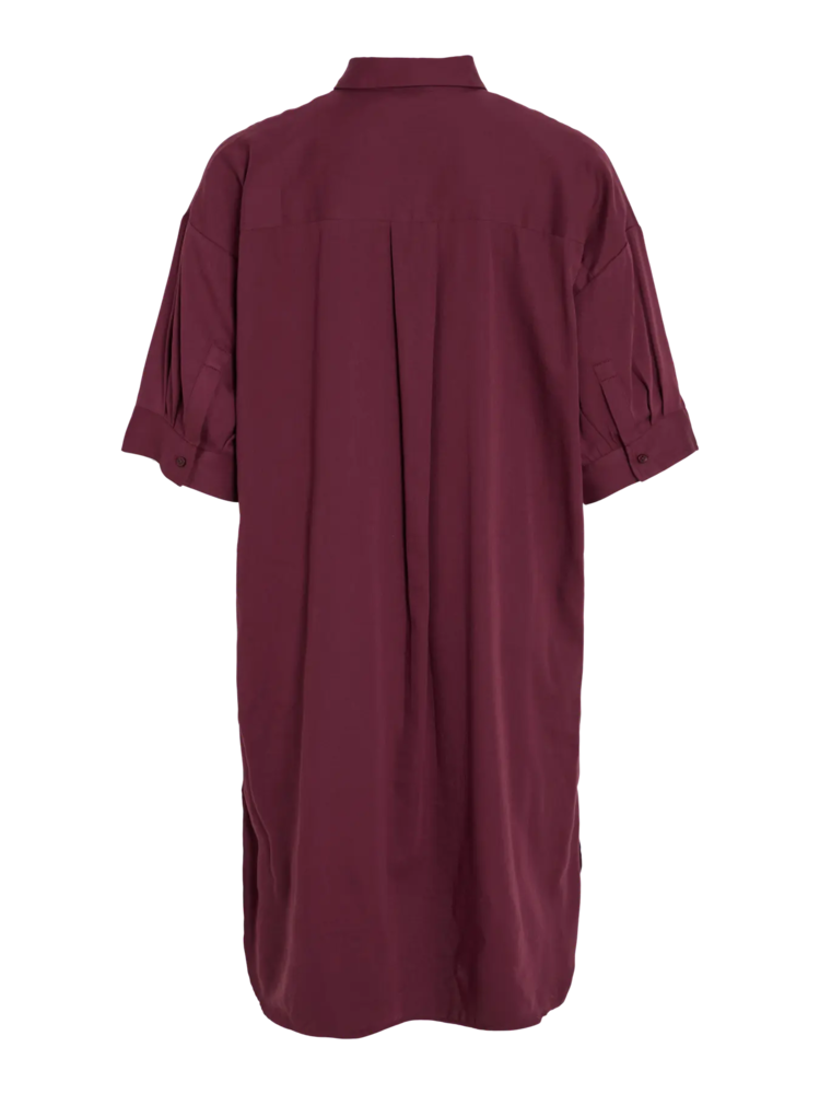 Vila Clothes vialruni loose front pocket shirt dress - aubergine