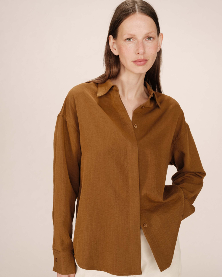 Grace & Mila stripe chemise - camel