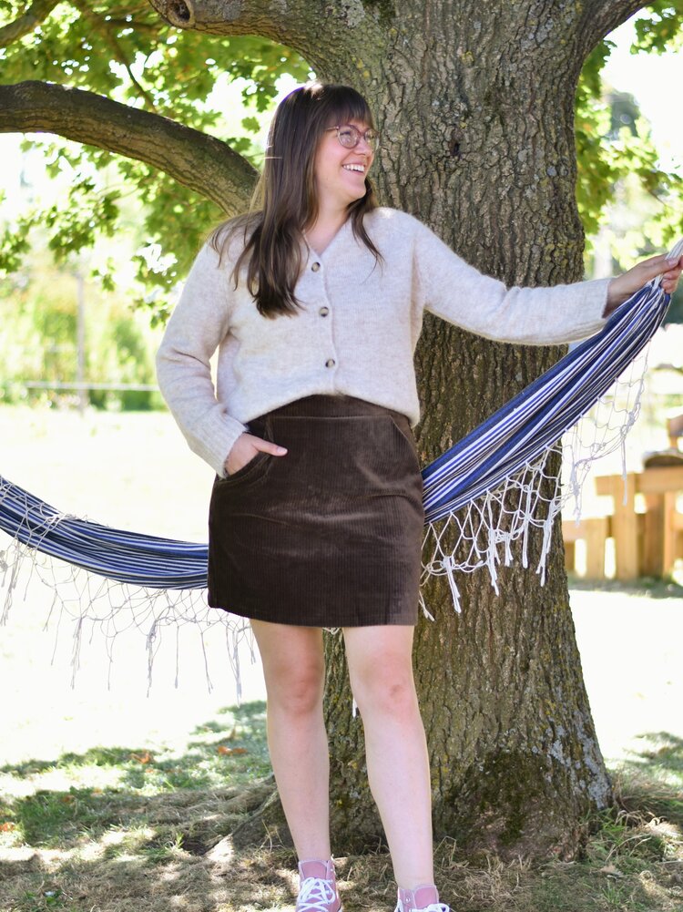 Moss Copenhagen floriana corduroy mini skirt - dark brown