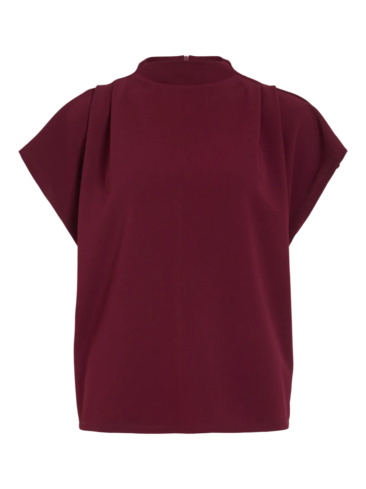 Vila Clothes vimerlano funnelneck top- aubergine