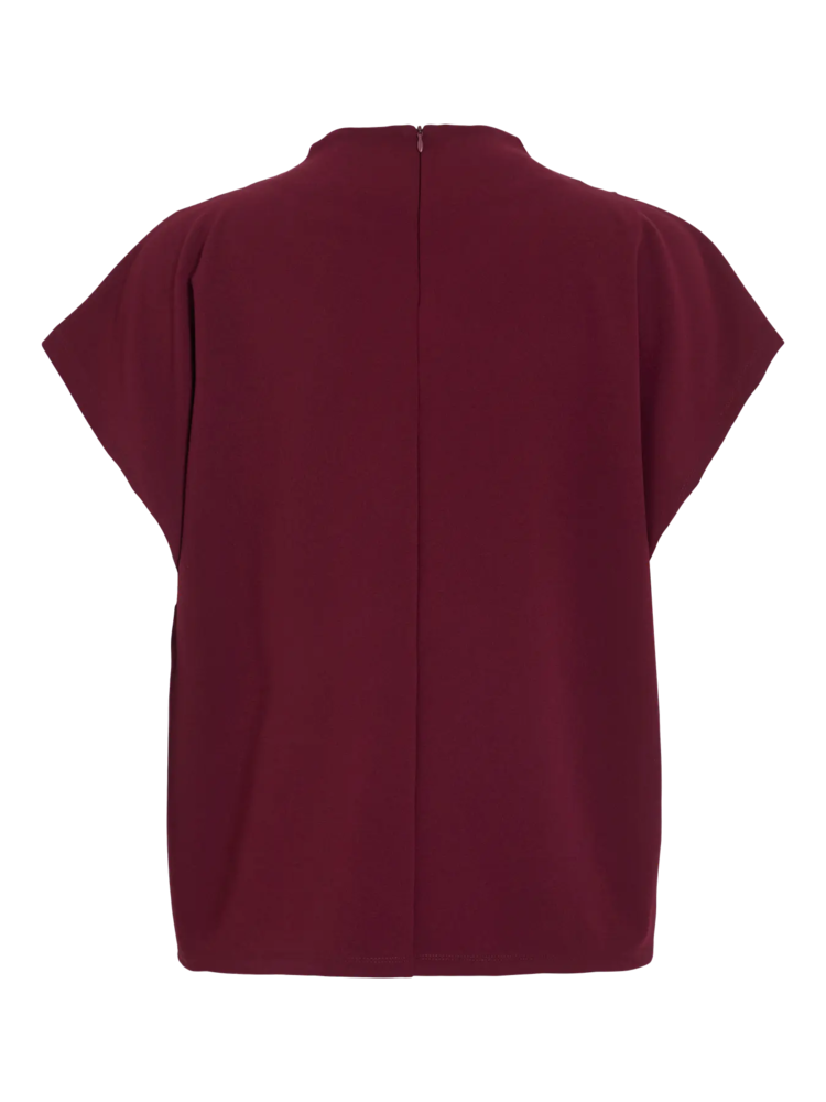 Vila Clothes vimerlano funnelneck top- aubergine