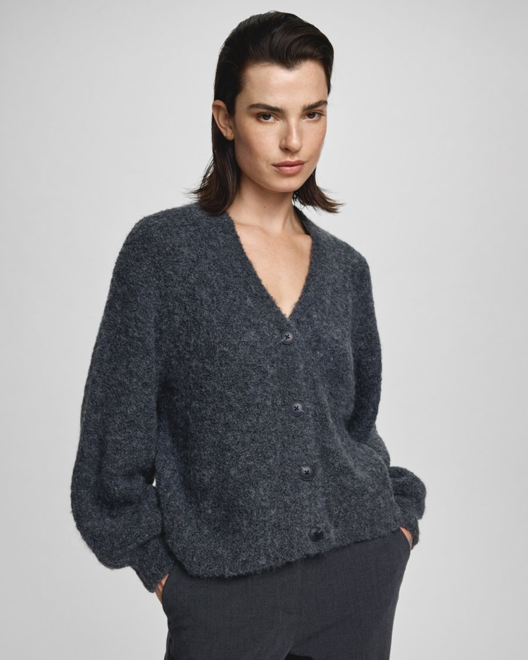 Moss Copenhagen Zofie v-neck cardigan - dark grey melange