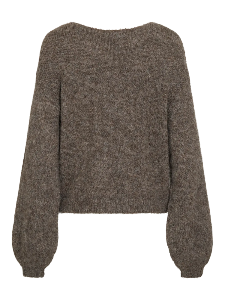 Vila Clothes vimarley o-neck knit swaeter - brown melange