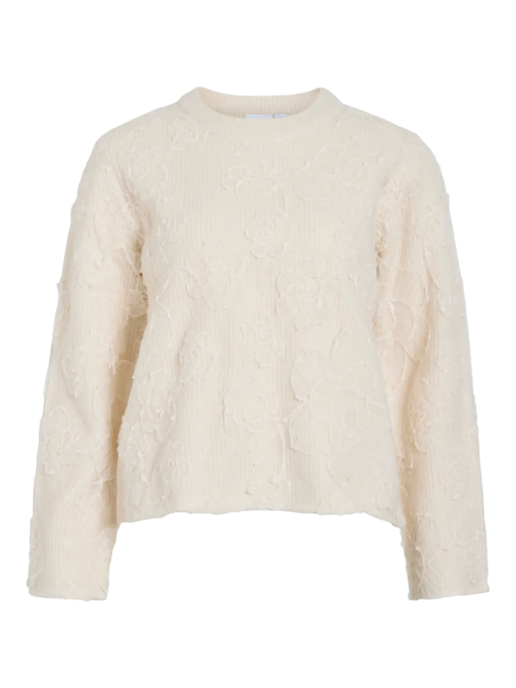 Vila Clothes vihayden mesh flowers - ecru