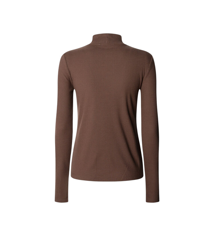 Pepe Jeans barbara crew neck long sleeve top - chocolate