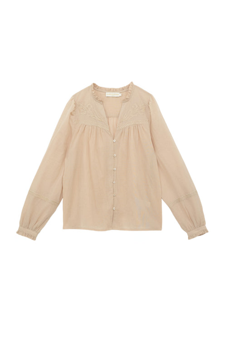 La petite étoile bowie blouse A-line brodee - beige