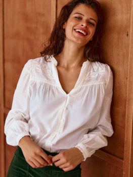 La petite étoile bowie blouse A-line brodee - ecru