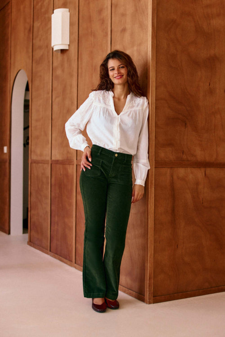 La petite étoile bowie blouse A-line brodee - ecru