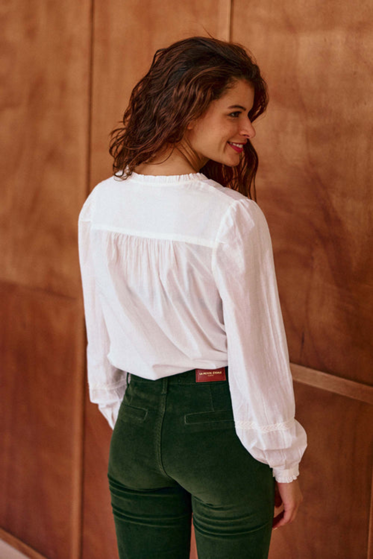 La petite étoile bowie blouse A-line brodee - ecru