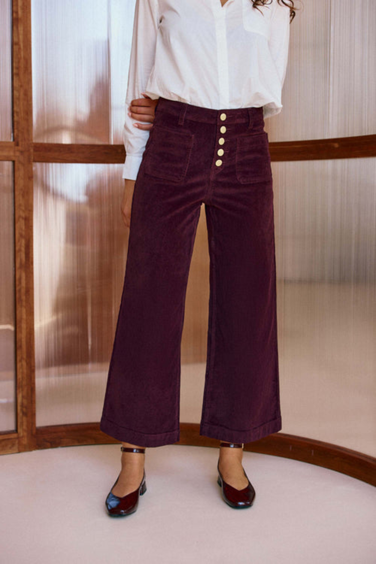 La petite étoile atlanta pantalon velours 7/8 - wine red