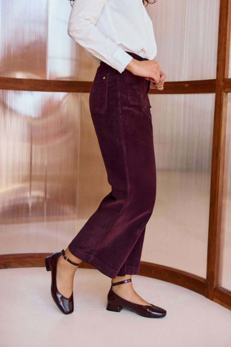 La petite étoile atlanta pantalon velours 7/8 - wine red