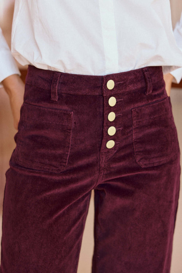 La petite étoile atlanta pantalon velours 7/8 - wine red