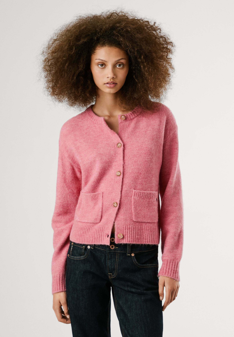 Pepe Jeans Cecil front pocket cardigan - pink