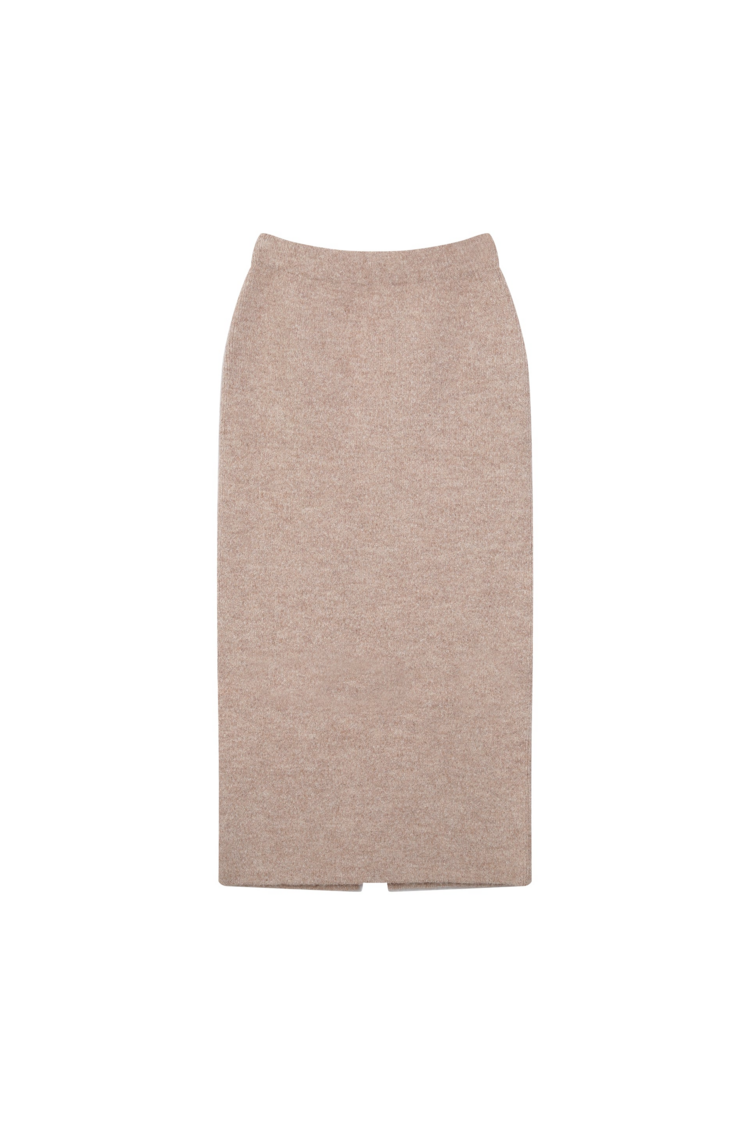 Grace & Mila toundra wool blend knit midi skirt - beige