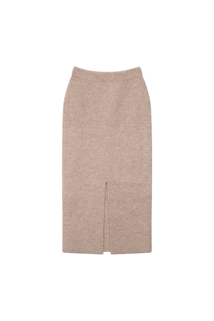 Grace & Mila toundra wool blend knit midi skirt - beige
