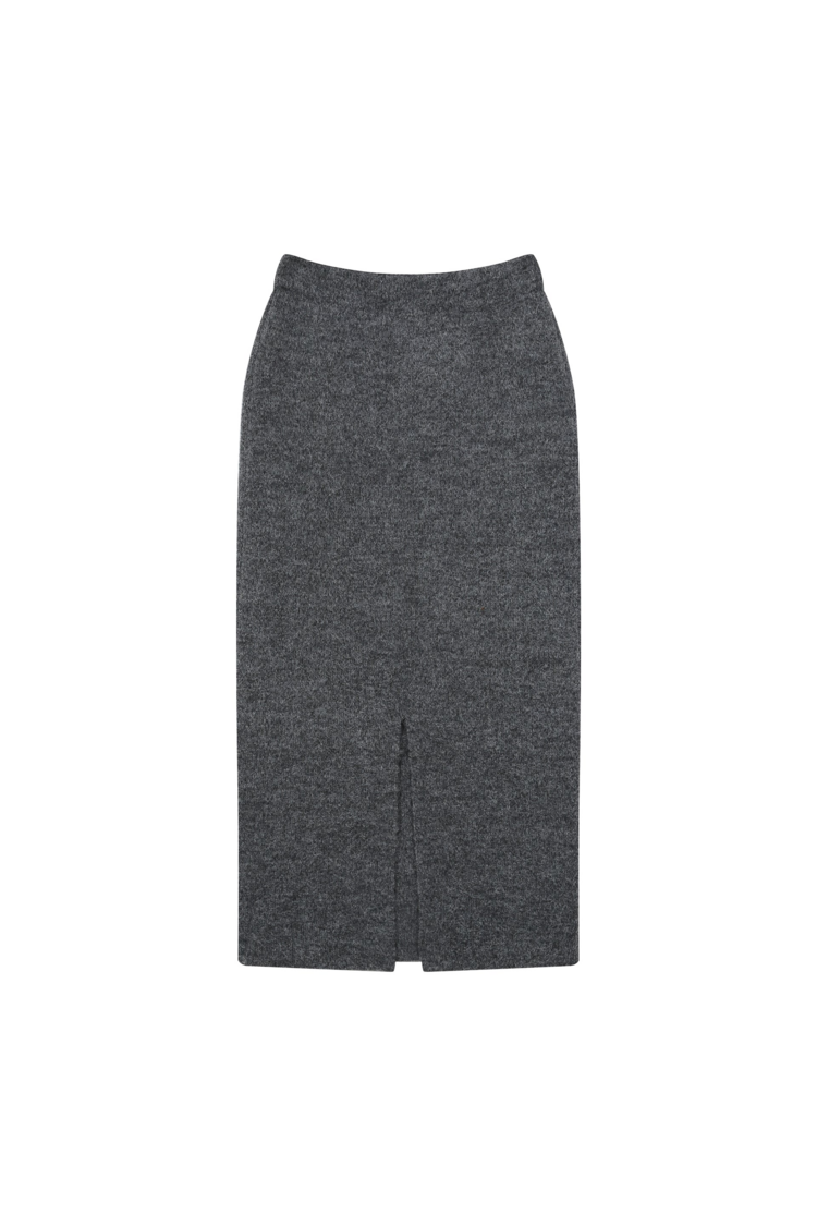 Grace & Mila toundra wool blend knit midi skirt - gris