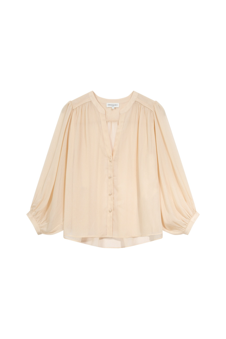 Grace & Mila tarzy glitter sheer blouse - vanilla