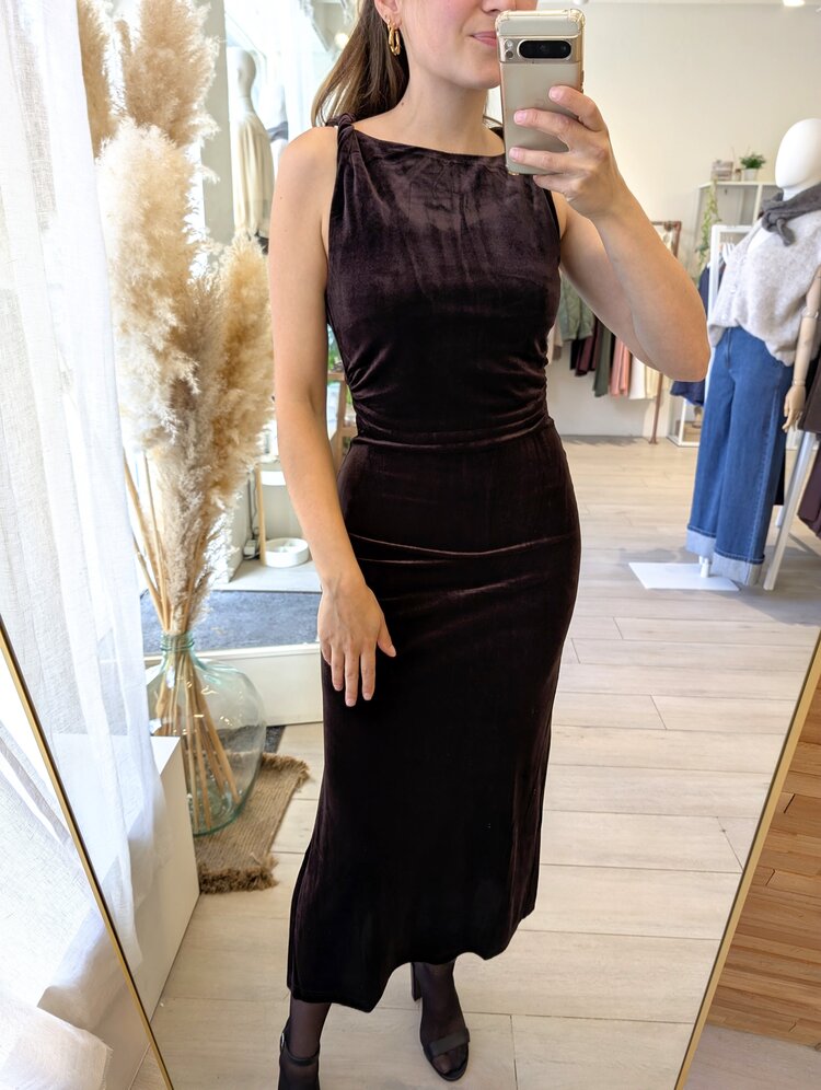 Grace & Mila trivoli velvet bodycon dress - brown red