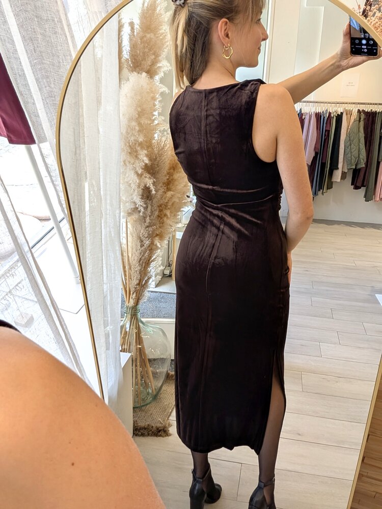 Grace & Mila trivoli velvet bodycon dress - brown red