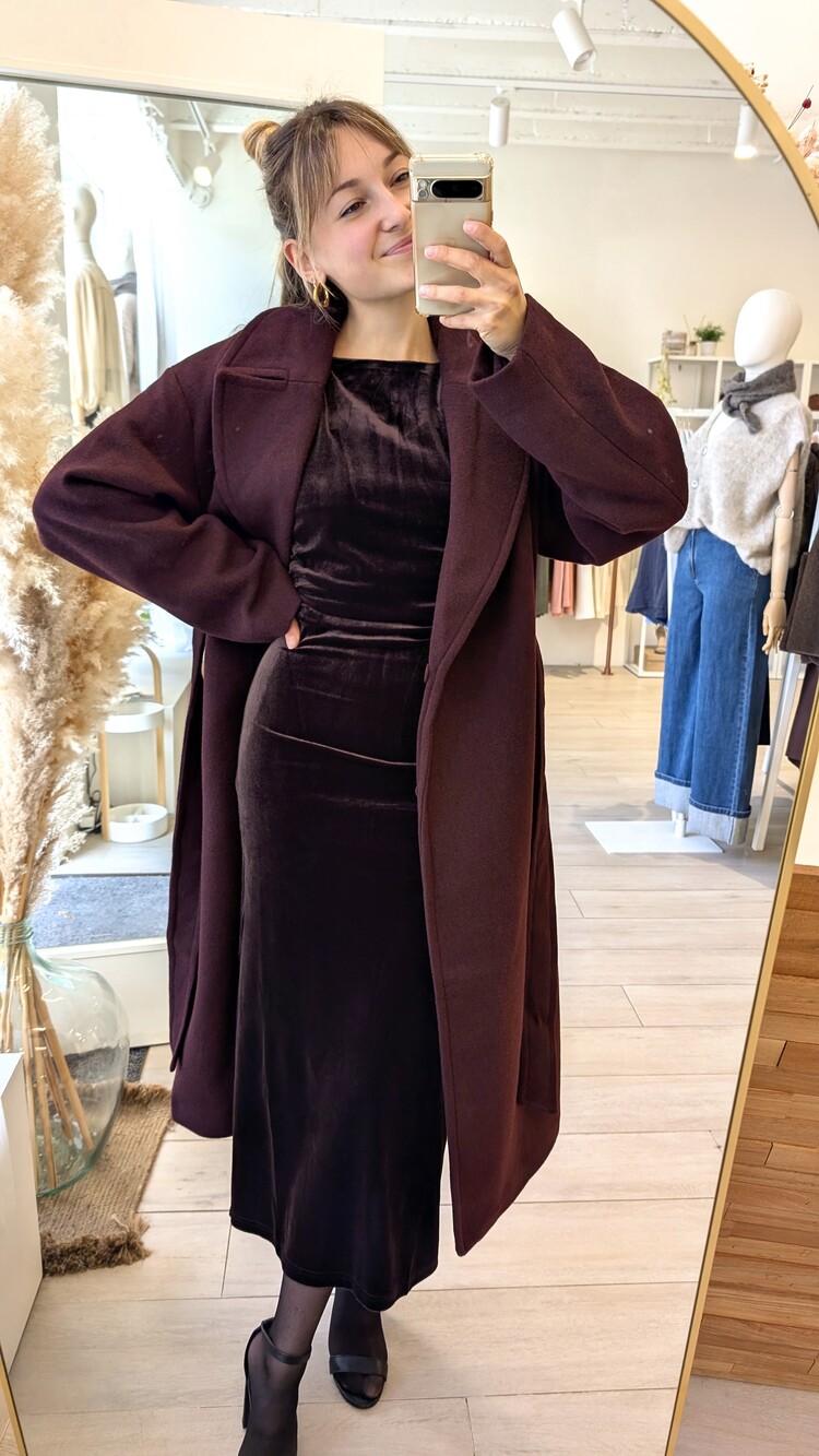 Grace & Mila trivoli velvet bodycon dress - brown red