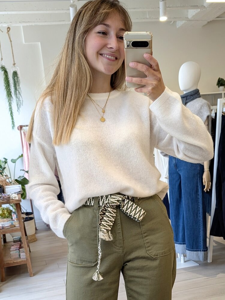 Moss Copenhagen alegria boxy alpaca pullover - ecru