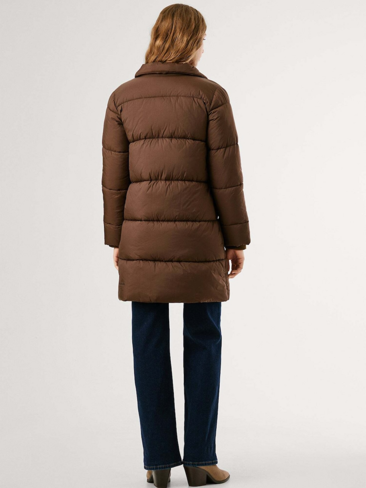 Pepe Jeans tatum midi winter coat - chocolate